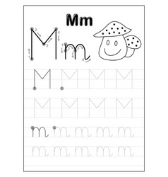 Tracing Alphabet Letter M Black And White