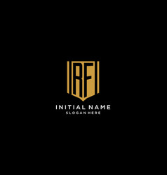 Rf Monogram Logo With Geometric Shield Icon Design