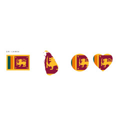 Sri Lanka Flag In Different Shapes Icon Set Flat