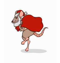 Concept Of Festive Rat With Bag Behind Back In Hat