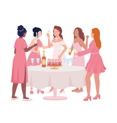 Hen Party Semi Flat Color Characters