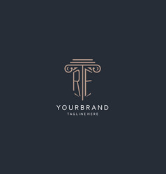 Rf Monogram Logo With Pillar Shape Icon Luxury