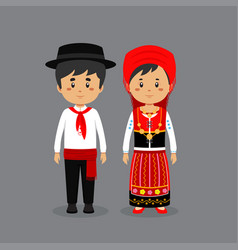 Couple Character Wearing Portuguese National Dress