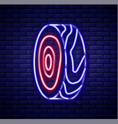 Glowing Neon Line Tree Rings Icon Isolated