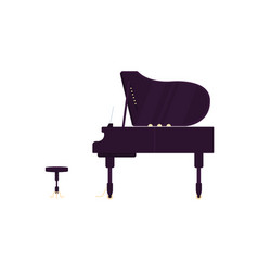 Grand Black Piano Flat Color Object