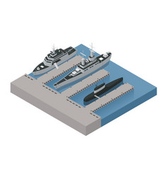 Military Boats Isometric Composition