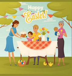 Family Easter Dinner Flat Poster