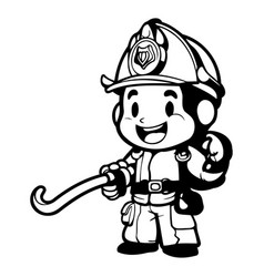 Firefighter Cartoon Character With Fire Hose