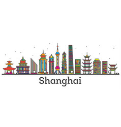 Outline Shanghai China City Skyline With Modern