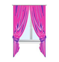 Pink Window Curtain Icon Cartoon Style