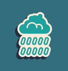 Green Cloud With Rain Icon Isolated On