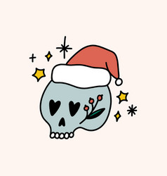 Groovy Comic Xmas Santa Skull Skeleton Head Red