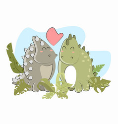 Two Dinosaurs Love Each Other