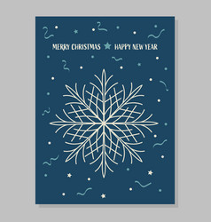 Christmas Snowflake Dark Blue Card Layout