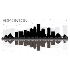 Edmonton City Skyline Black And White Silhouette