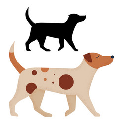 Jack Russell Dog Breed In Cartoon And Outline