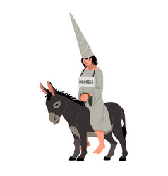 An Unhappy Heretic In A Cone Cap Rides A Donkey