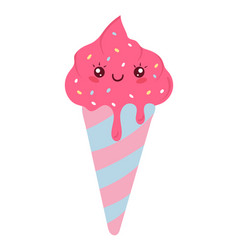 Cold Ice Cream Sweet Food Bright Funny Kawaii