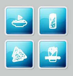 Set Line Nachos In Plate Burrito And Icon