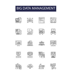 Big Data Management Line Icons And Signs