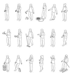 Careless Person Icons Set Outline