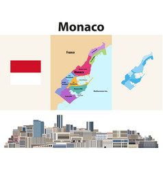 Monaco Wards Map With Neighbouring Territories