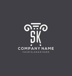 Monogram Sk Logo For Law Firm With Pillar Icon