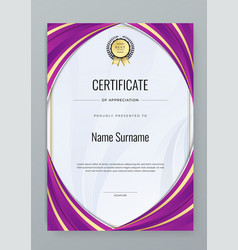 Purple Violet And Gold Certificate Modern Elegant