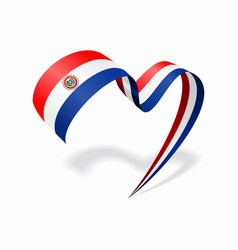 Paraguayan Flag Heart Shaped Ribbon