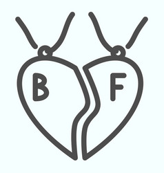 Pendant Best Friends Line Icon Broken Heart