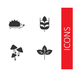 Set Leaf Hedgehog Mushroom And Wheat Icon