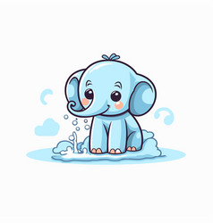 Cute Baby Elephant Playing In The Water Flat