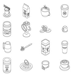 Decaffeinated Coffee Icons Set Outline