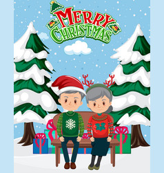 Merry Christmas Poster With Elderly Couple