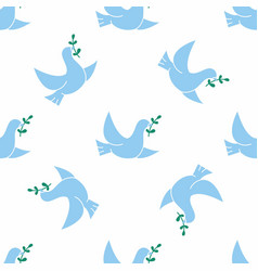 Seamless Pattern Of Blue Dove In Flight Holding