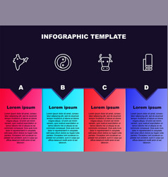 Set Line India Map Yin Yang Cow And Indian