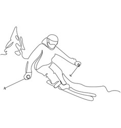 Ski Racer Continuous Line Drawing