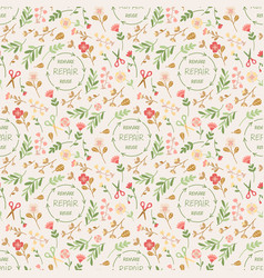 Spring Wild Flowers And Leaves Pattern With Text