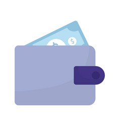 Wallet With One Dollar On A White Background