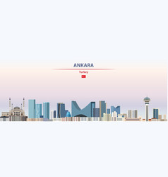 Ankara Cityscape On Sunset Sky Background