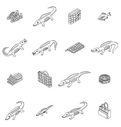 Crocodile Icons Set Outline