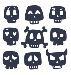 Hand Drawn Skull Silhouette Set