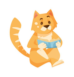 Cute Cat Cartoon Character Reading