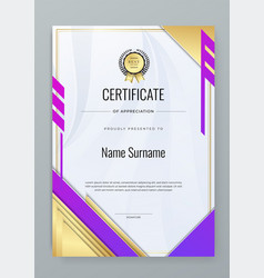 Purple Violet And Gold Award Certificate Template