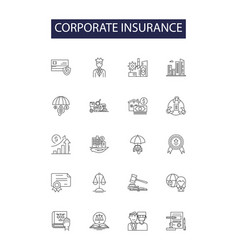 Corporate Insurance Line Icons And Signs