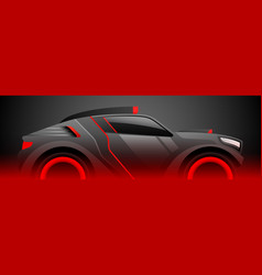 Off Road Rally Sports Car In Black And Red Colors