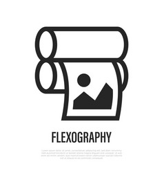 Flexography Thin Line Icon Typography Equipment