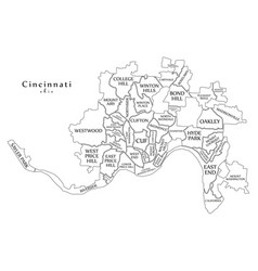 Modern City Map - Cincinnati Ohio City Of The Usa