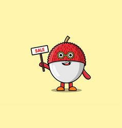 Cute Cartoon Lychee Character Holding Sale Sign