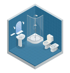 Isometric set of bathroom furniture Royalty Free Vector